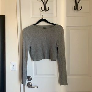 Grey Long Sleeve Crop Top